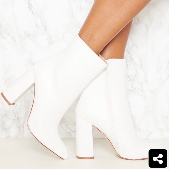 White faux snake ankle boot Clearance